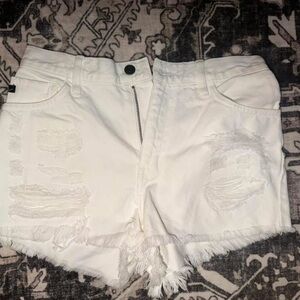KanCan White Distressed Jean Shorts